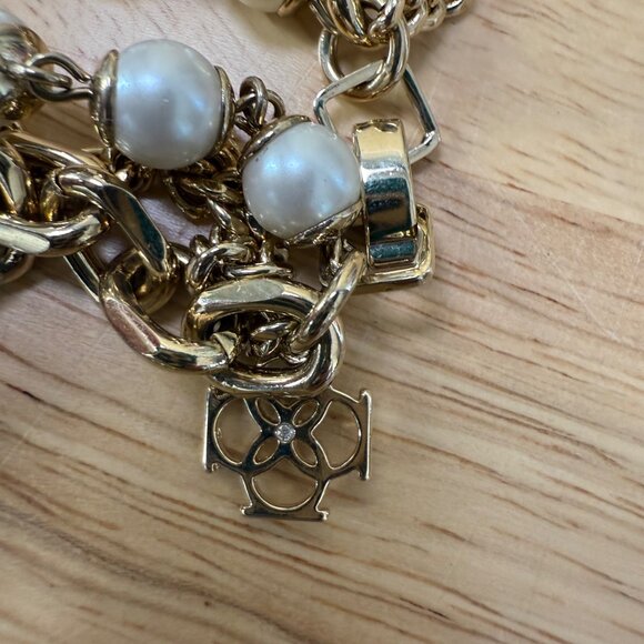 Ann Taylor Long Layered Gold-Tone Necklace With Faux Pearl Accents - Picture 14 of 15